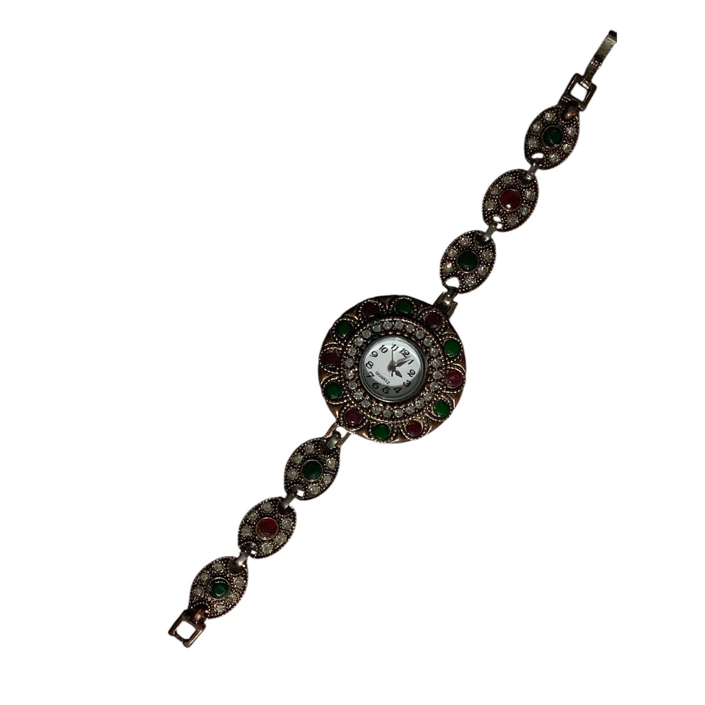 Vintage Flower Quartz Watch Round Women's Bracelet, Non-Operable