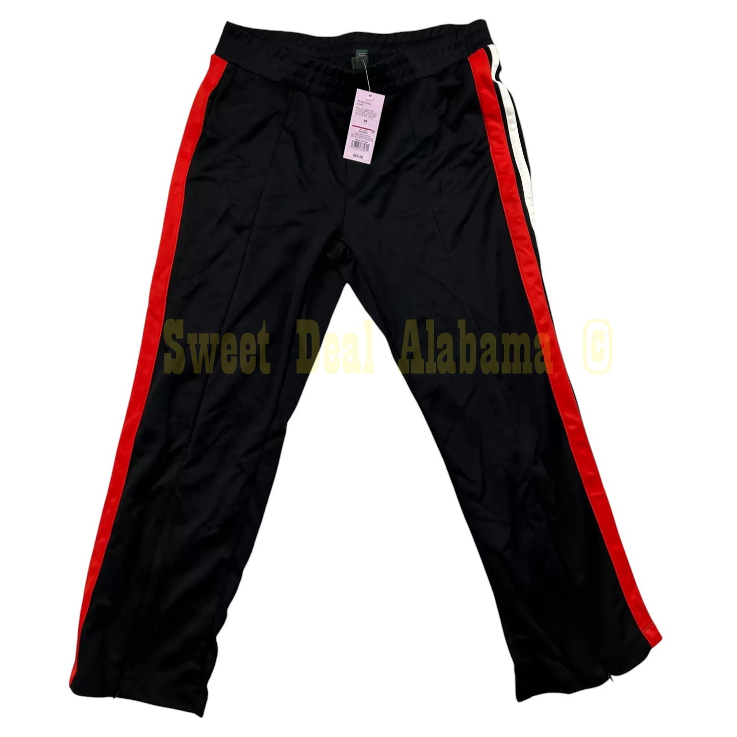 Women's High-Rise Track Pants - Wild Fable, Medium, Black w/ Red & White Stripe