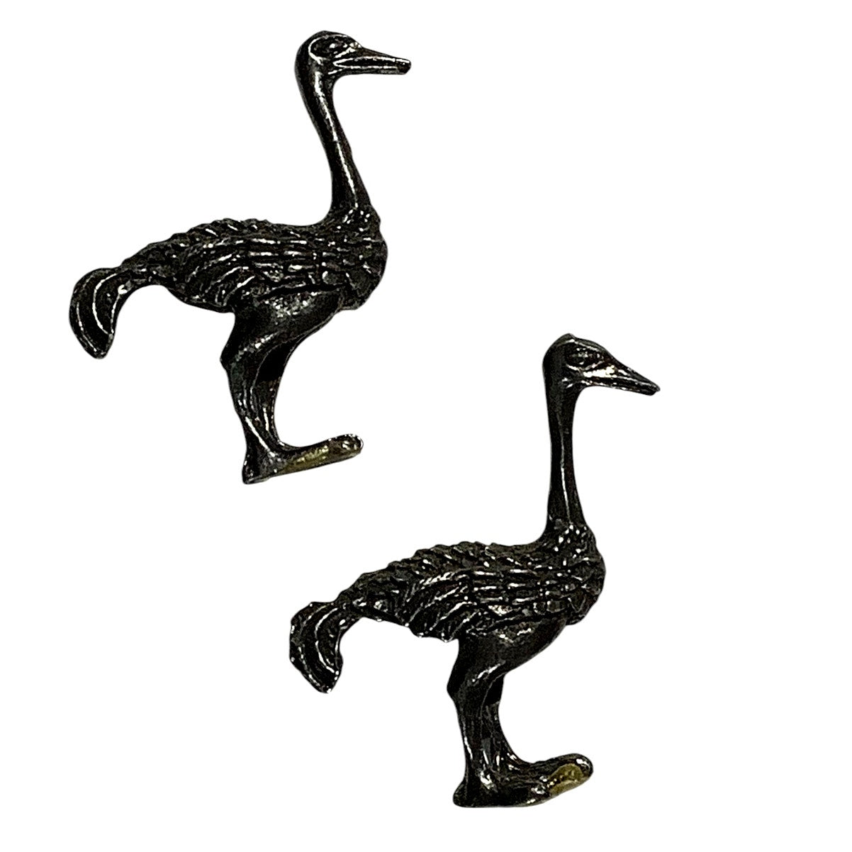Set of 2 Vintage Ostrich Pewter Figures, Each one is Aprox. 1-3/4"W X 1-3/4"H