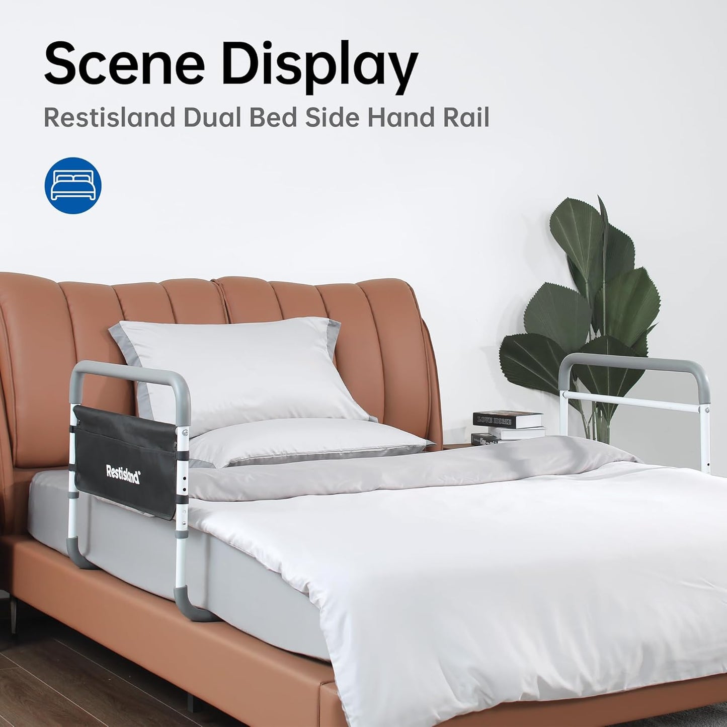 Dual Side Safety Bed Rail Adjustable Height & Width Fits Queen, Full, Twin
