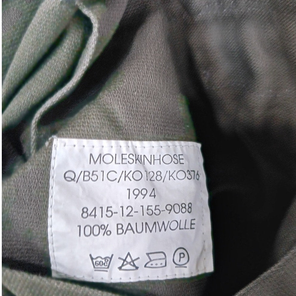 German Military Moleskin Shorts - NSN 8415-12-155-9088 - Olive Drab - Size 36