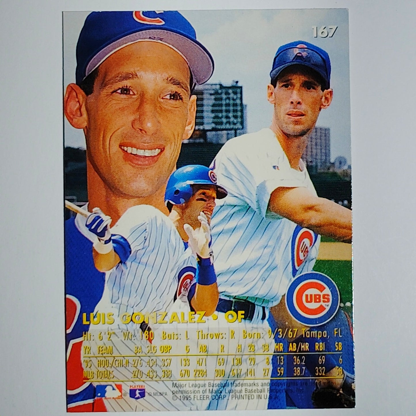 1996 Fleer Ultra Luis Gonzalez Card 167 Chicago Cubs OF VG/EX