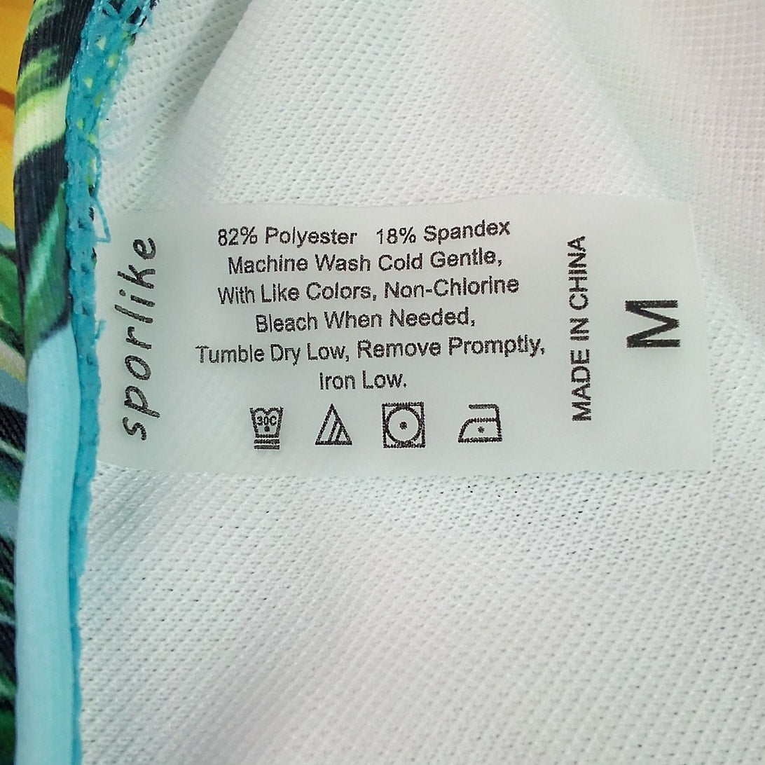 Sporlike Tropical High Waisted Bikini Bottom Medium Blue Fruit Print Swim NWOT