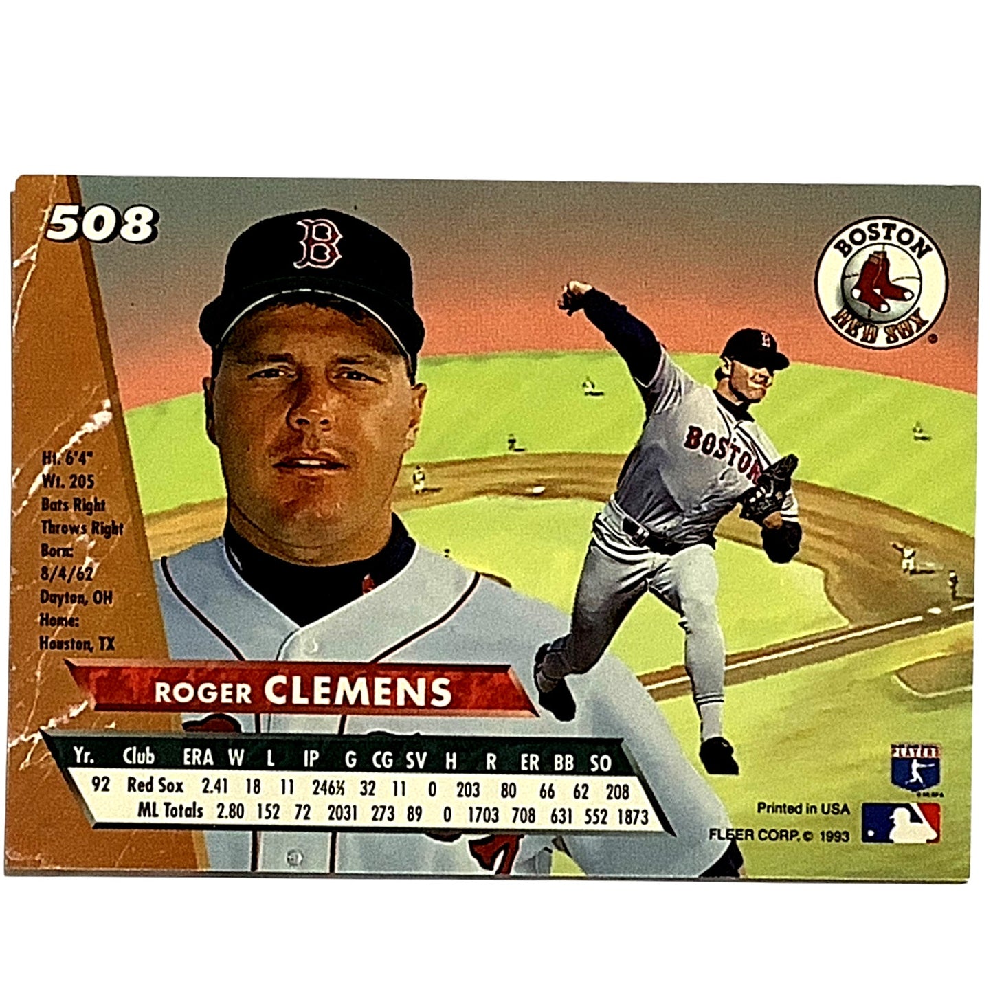 Roger Clemens, Boston Red Sox, MLB, Fleer Ultra Baseball 1993, Card 508, EX/NM