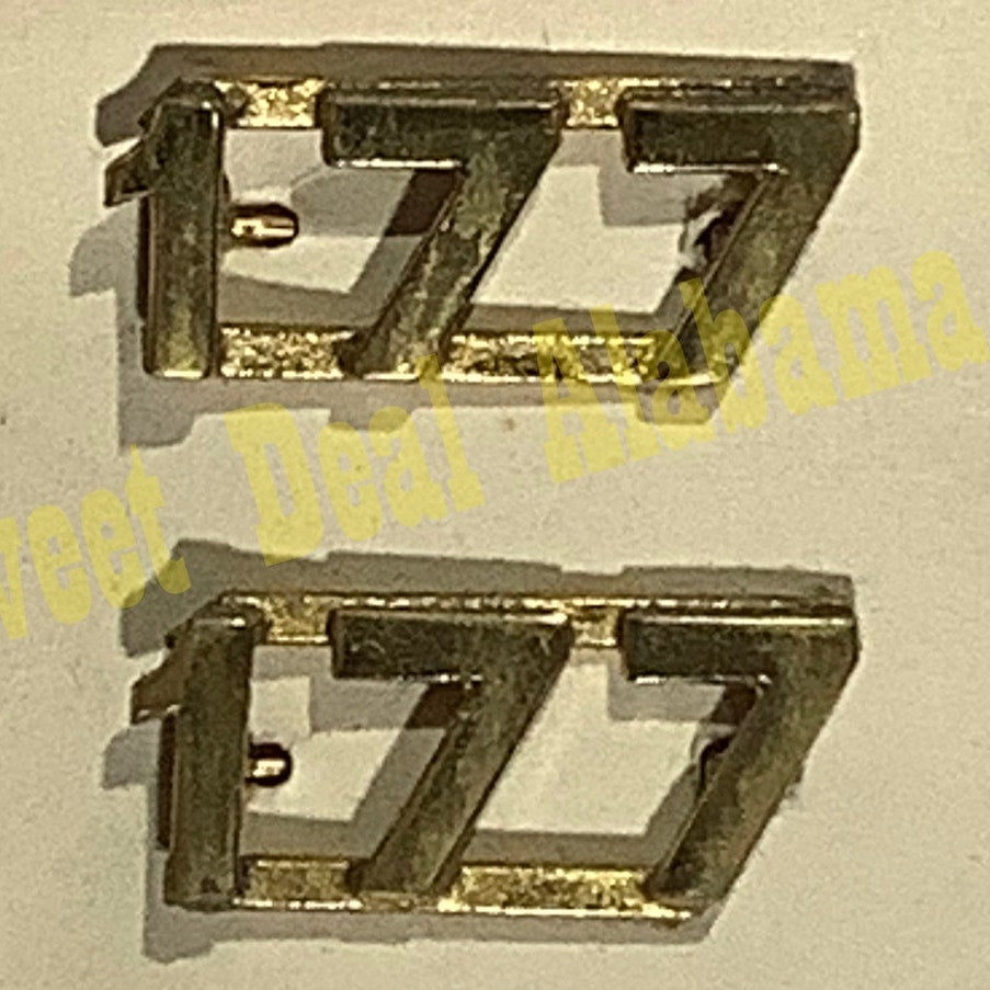 Early/Mid 1900s Brass C-Clasp "177" Collar Device 3/8"H Hat / Lapel Pins Set