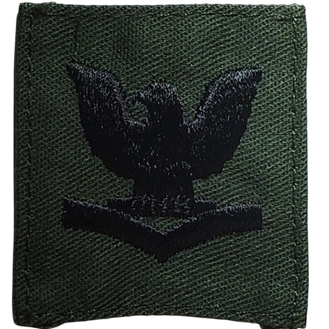 Pre-1989 USN Cap Device Subdued Embroidered E-4 ODG Sew-On 2"x1.75"