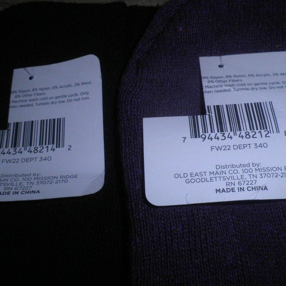 2-PK Old east Main Co., Ladies, One-Size, Cuffed Beanie Caps, Blended Materials