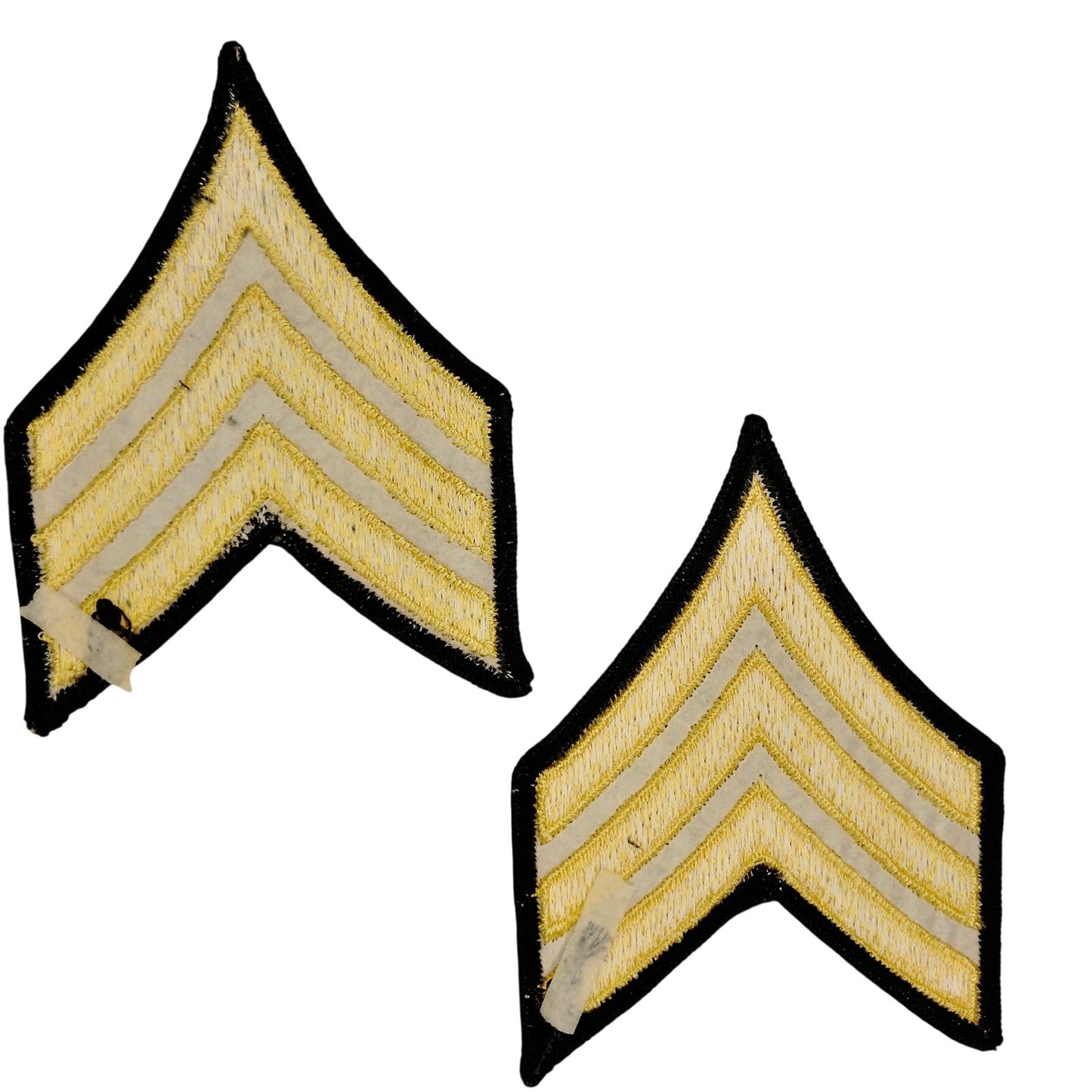 Vintage US Army Sergeant E‑5 ASU Rank Patches 4" × 3" Gold on Black Sew‑On