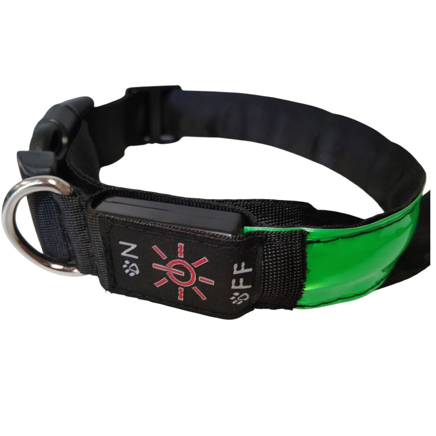 Light-Up Neon Green Dog Collar, 3 Choice Settings, Size Medium