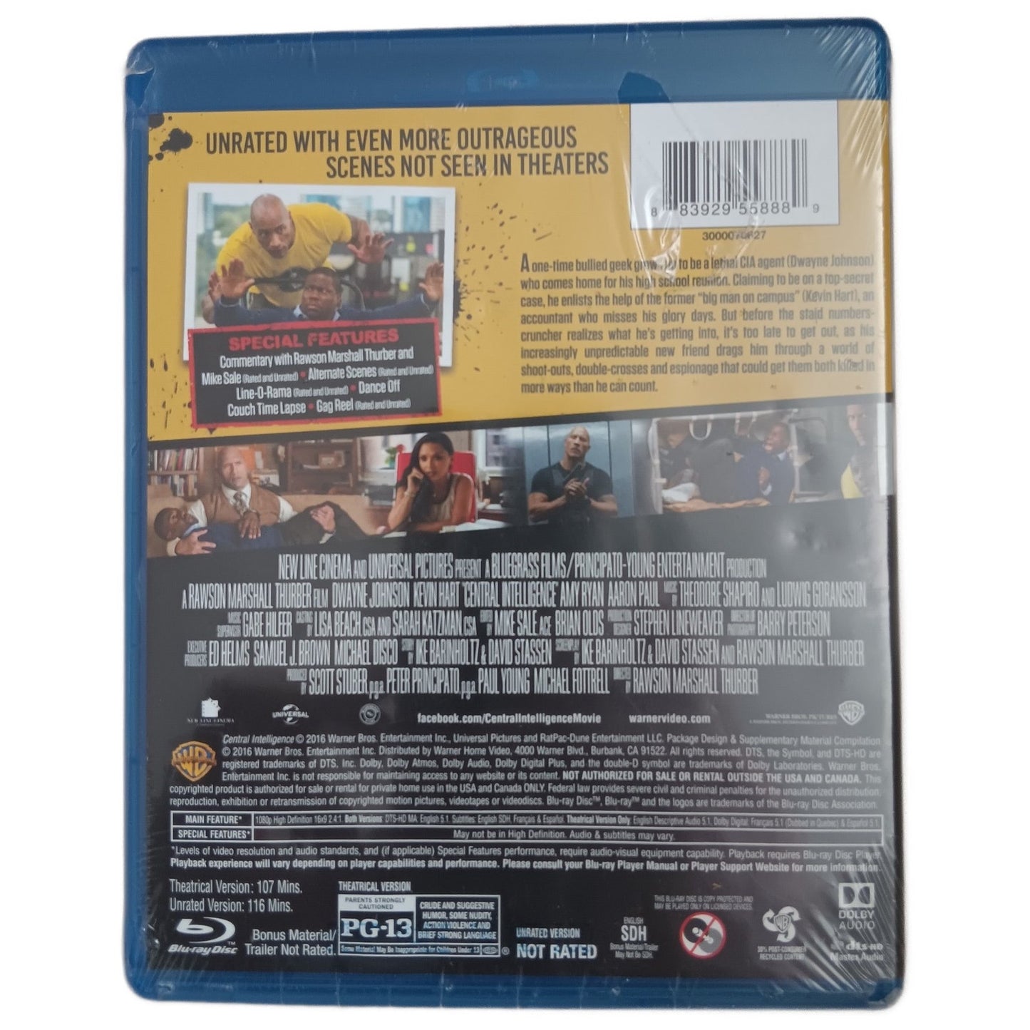 Central Intelligence - Blu-ray, 2016 Action Comedy, Dwayne Johnson, Kevin Hart