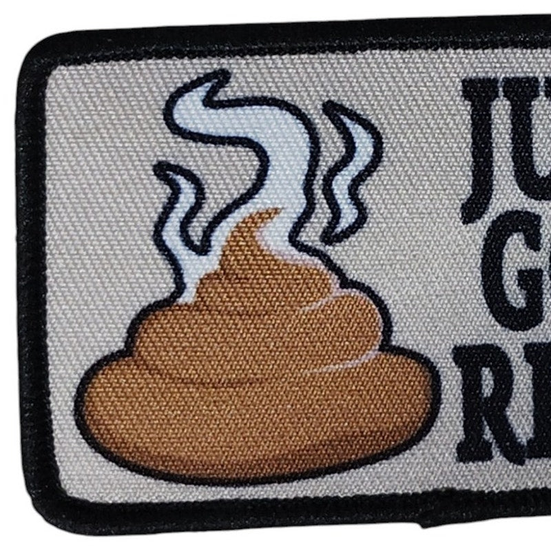 Morale Patch “Just Got Real” 3" × 2" Hook & Loop Backing – Tactical Humor – OD Border
