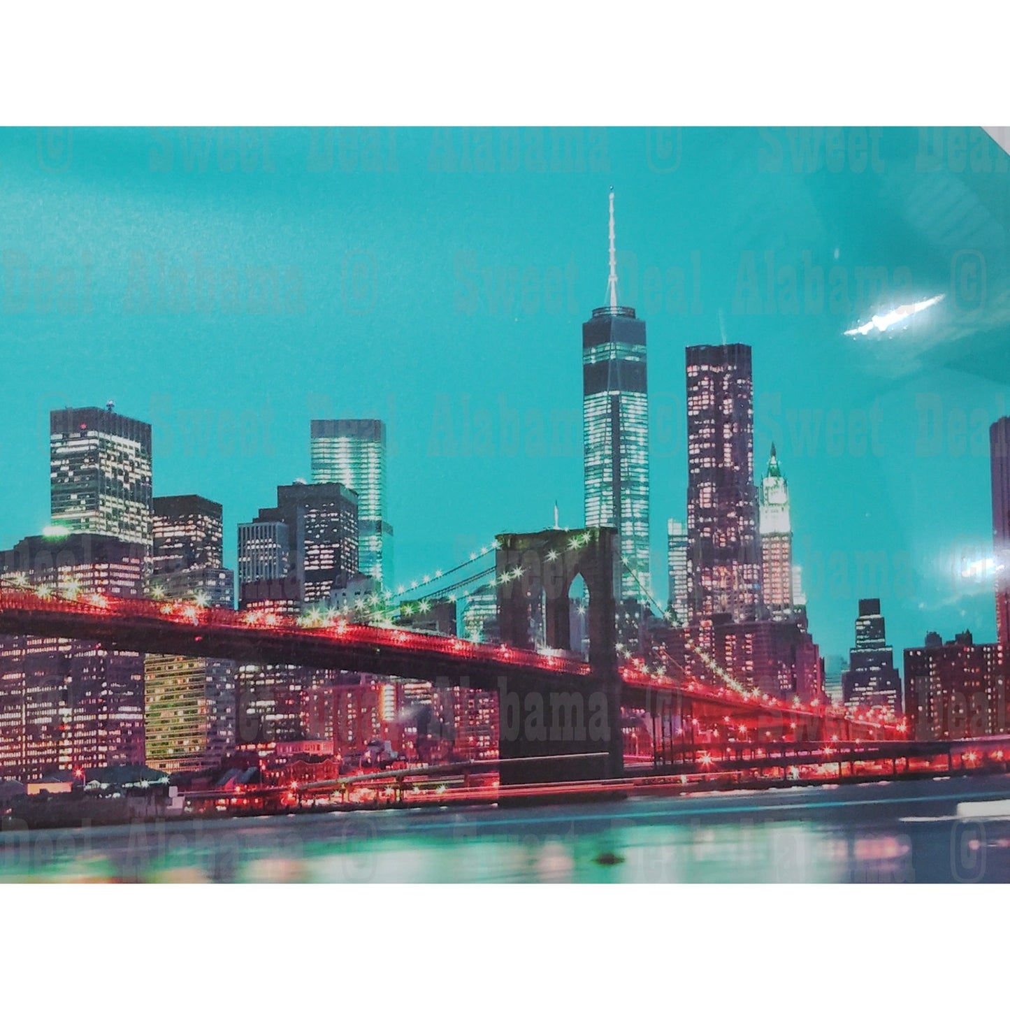 Ready to Hang Canvas 48"W x 24"H- Brooklyn Bridge Night View of New York Skyline