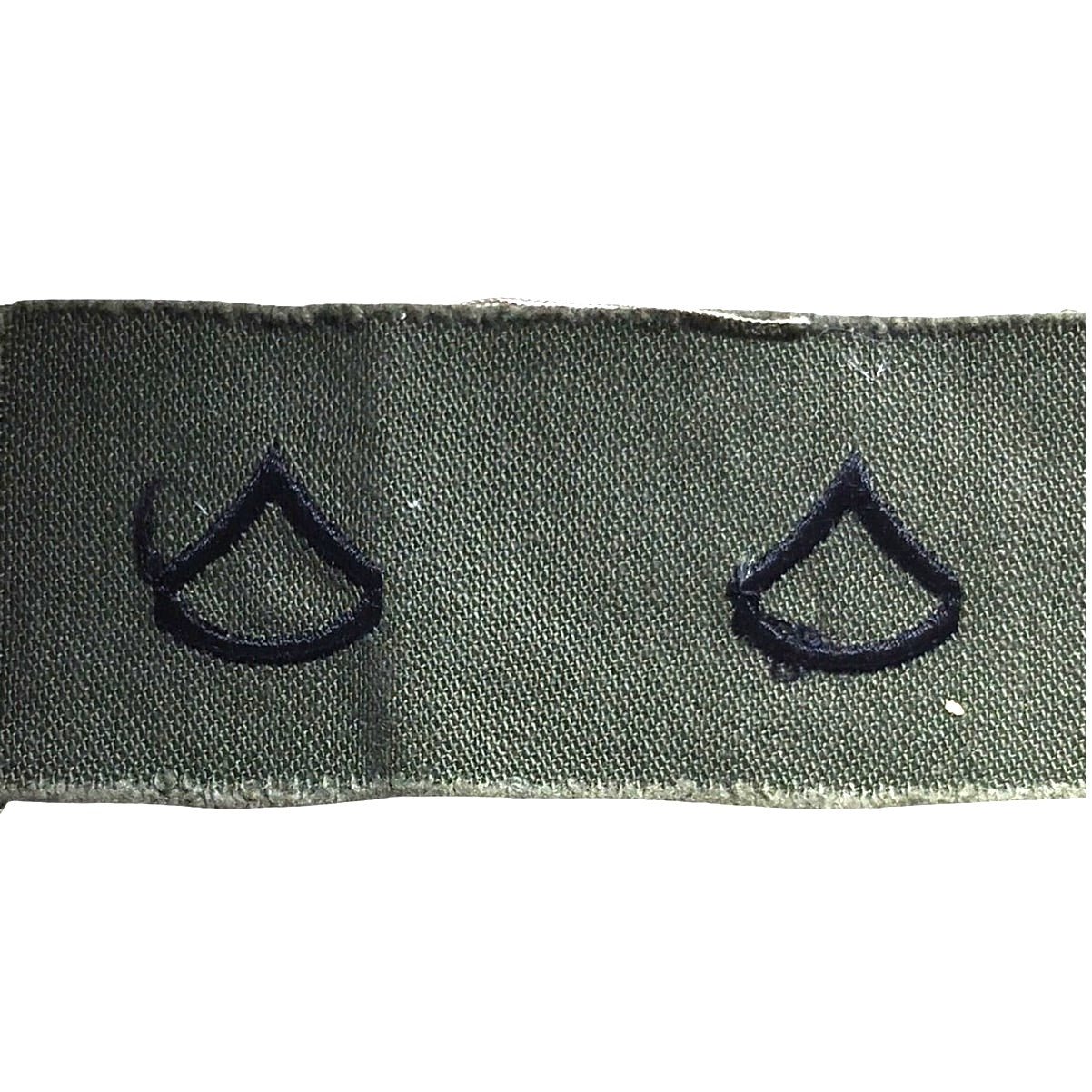 Vietnam War-Era U.S. Army E-3 Rank Patch Pair – Private First Class – OD Green – Subdued – 4¼" x 1⅞"