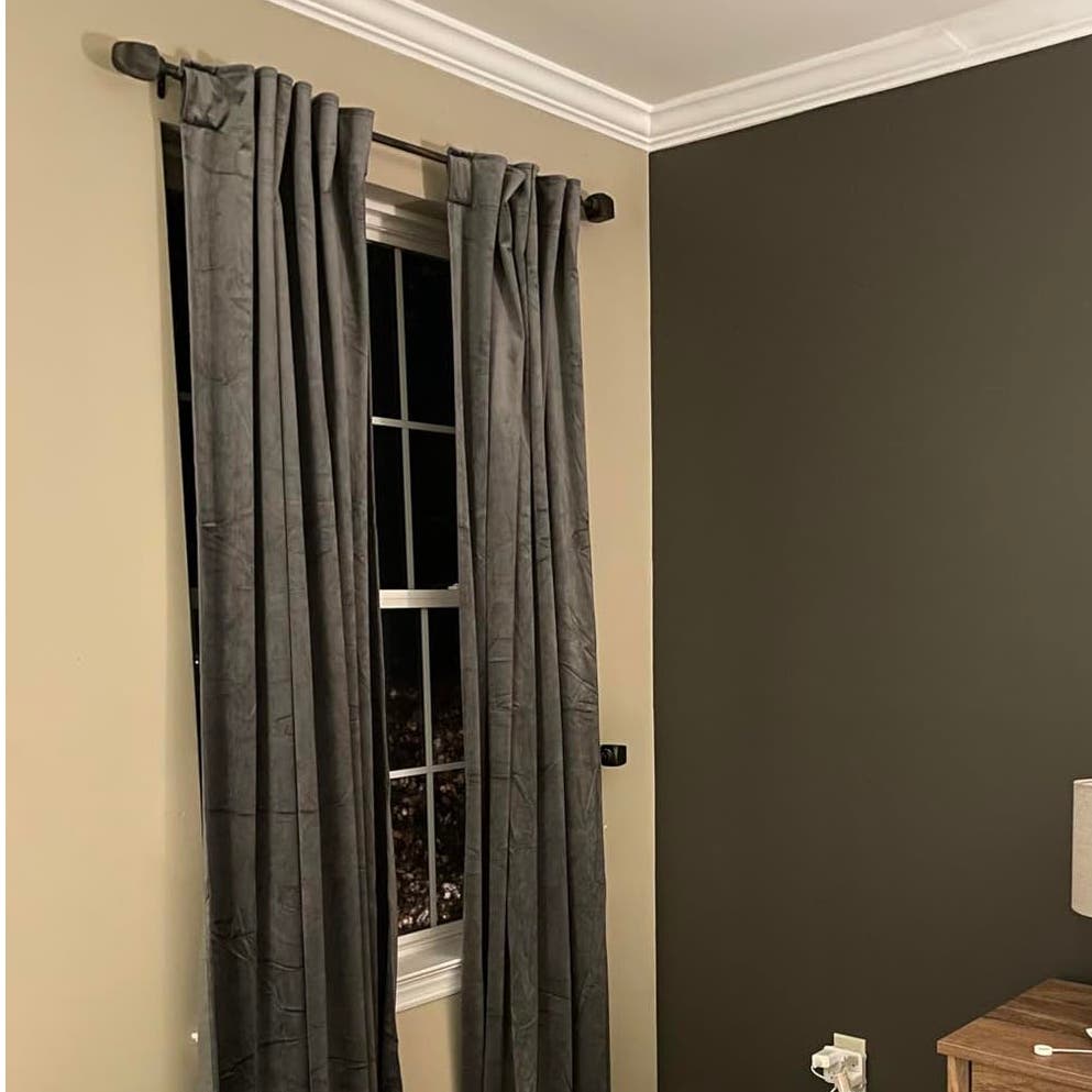 StangH Velvet Room Darkening Sound Reducing Curtains, Grey, W52 x L90, 2 Panels