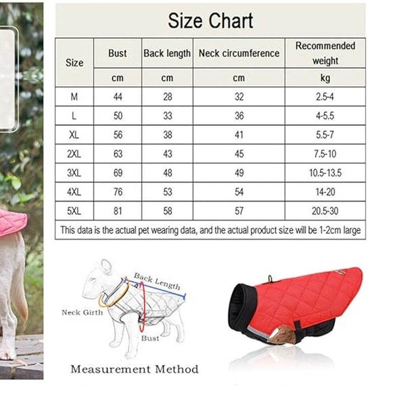 DUOMM Waterproof Quilted Dog CW Coat Harness, Green/Yellow, XL (12.13-15.43 Lbs)