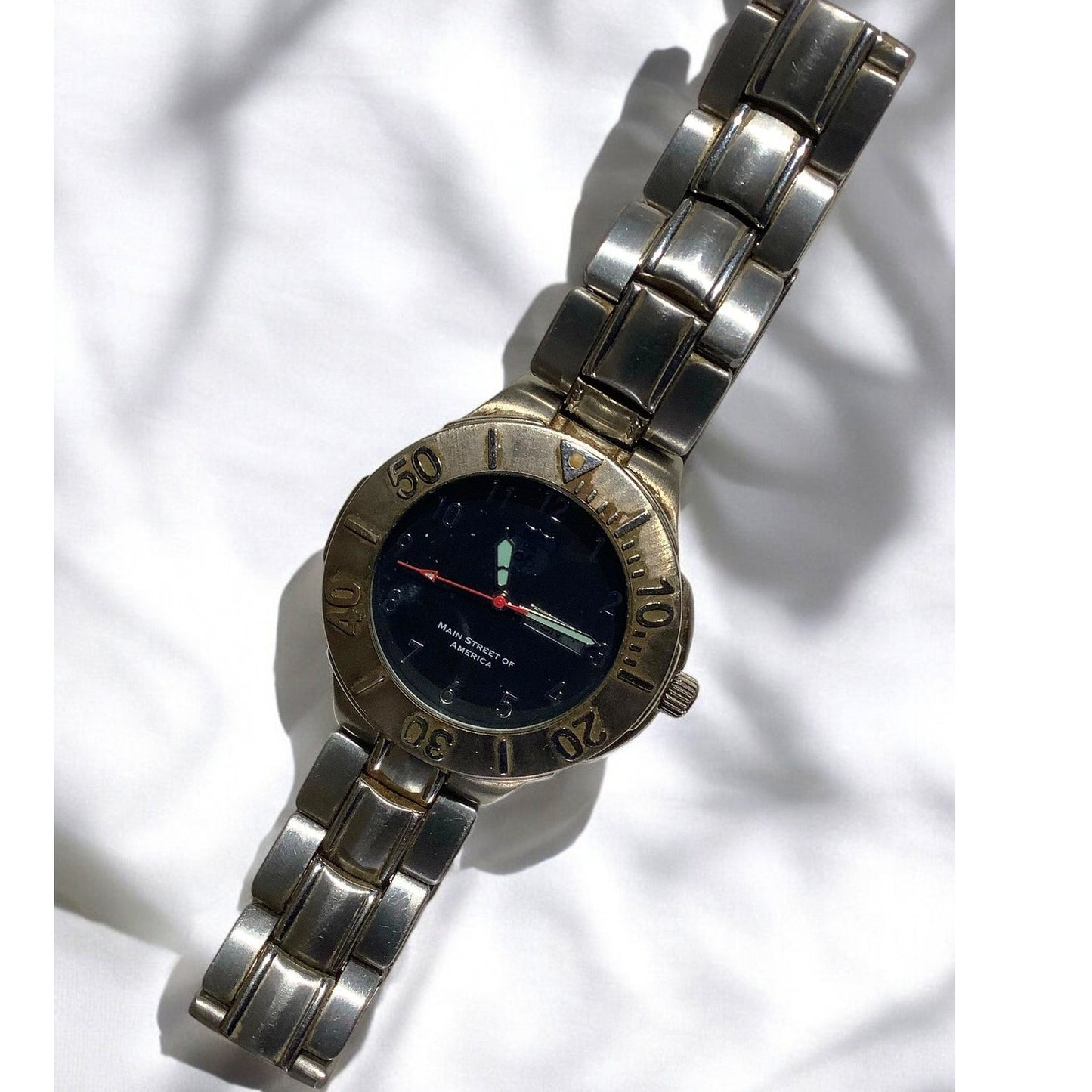 Vintage U.S. Route 66 Quartz Watch 1-1/2"D, Silver Trim Black Face, Non-Operable