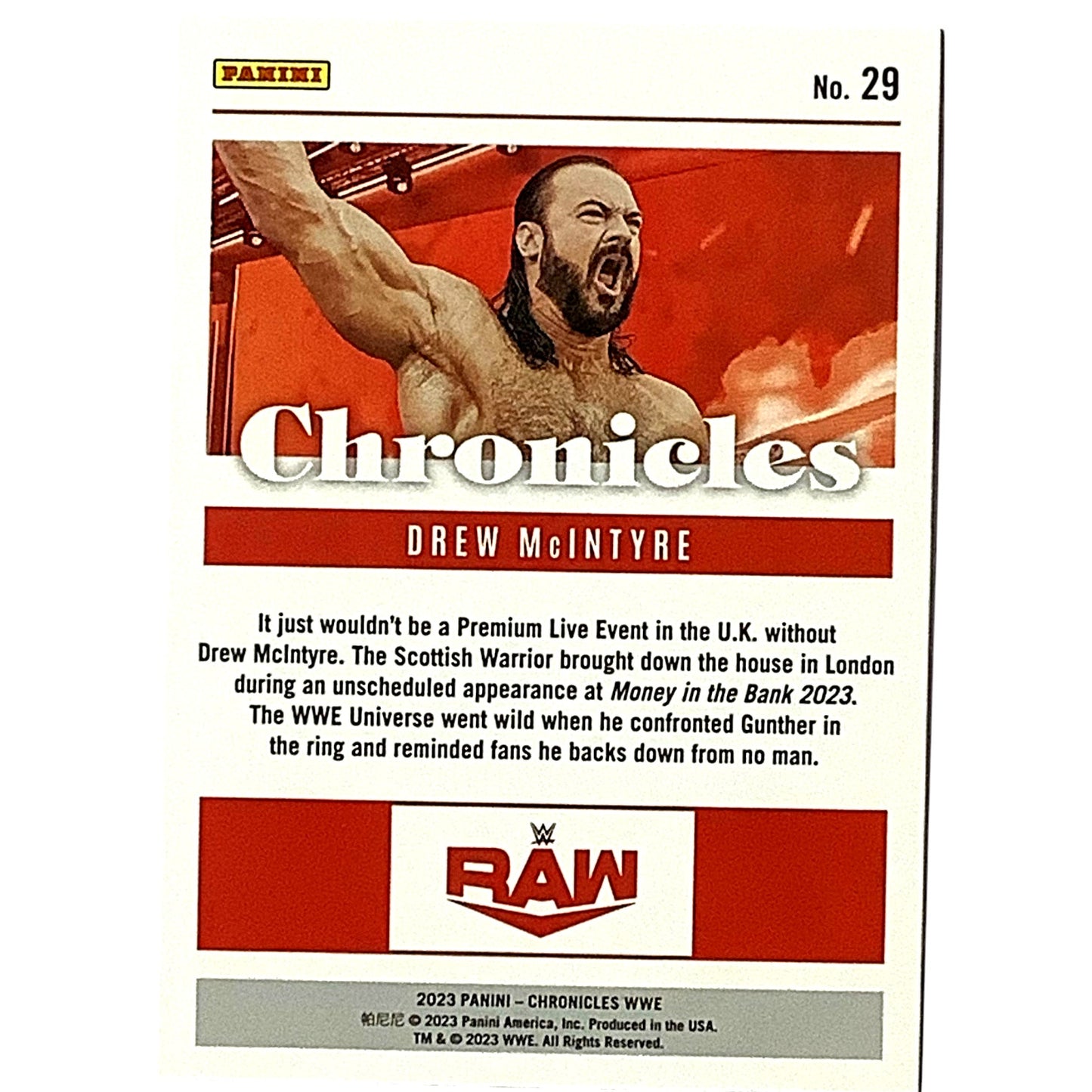 Drew McIntyre, RAW, Card 29, 2023 Panini - Chronicles WWE. NM+
