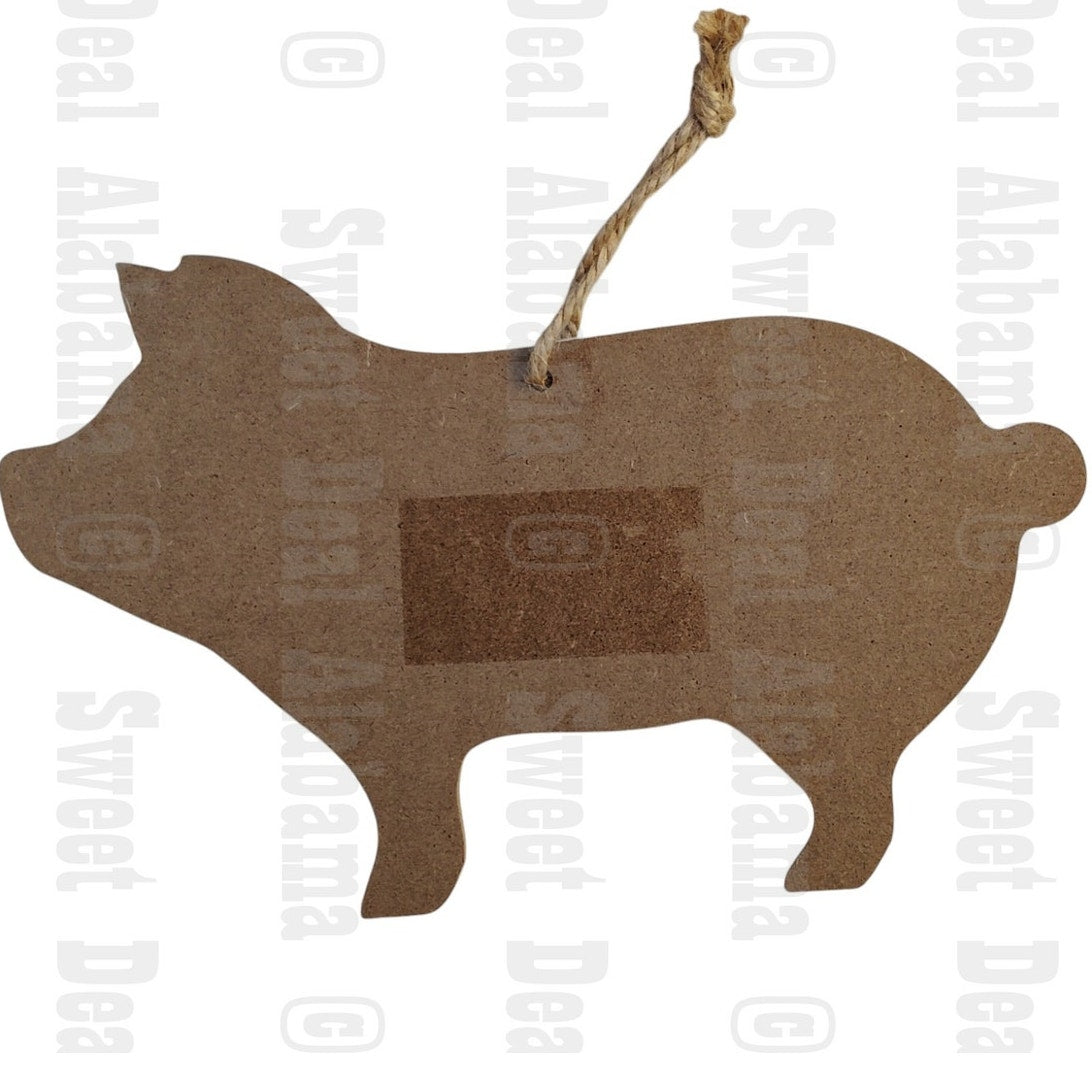 Wood Plaque / Sign Arrow "Bar-B-Que Pig Out" Pig 8" x 5 x 1/8"
