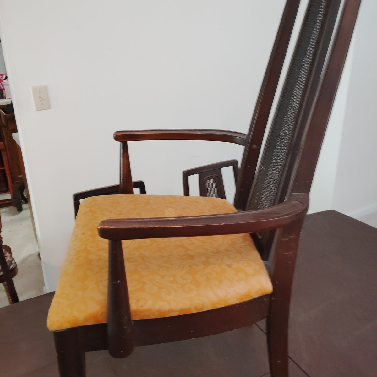 LOCAL PICKUP ONLY- 1960's Dark Wood Dining Set - Table, 6 Chairs & China Cabinet