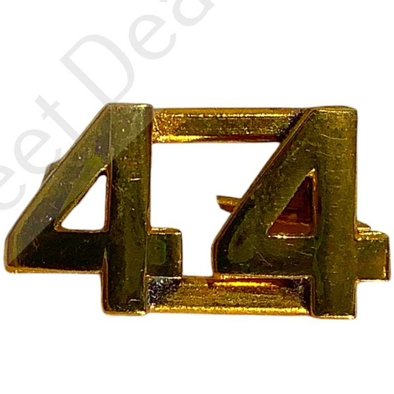 c.1920s Numeric "44", Brass Military C-Clasp Hat / Collar Pins Set 3/8"H