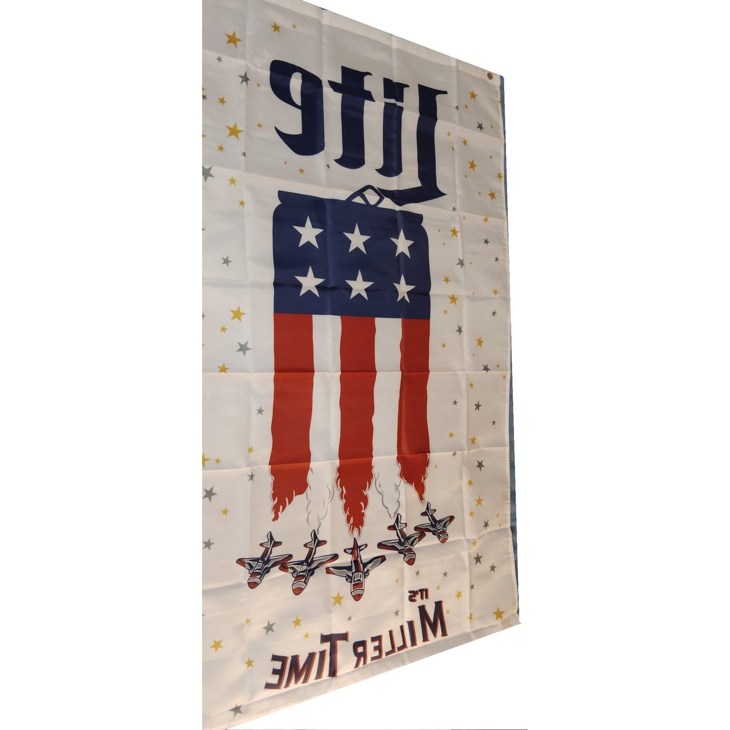 Miller Lite Patriotic Flag Tapestry, It’s Time Design 3x5 ft Beer Banner Polyester