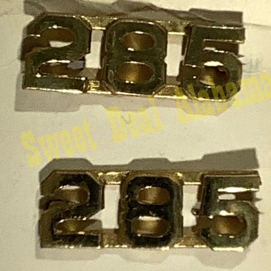 Early/Mid 1900s Brass C-Clasp "285" Collar Devices 3/8"H Hat / Lapel Pins Set