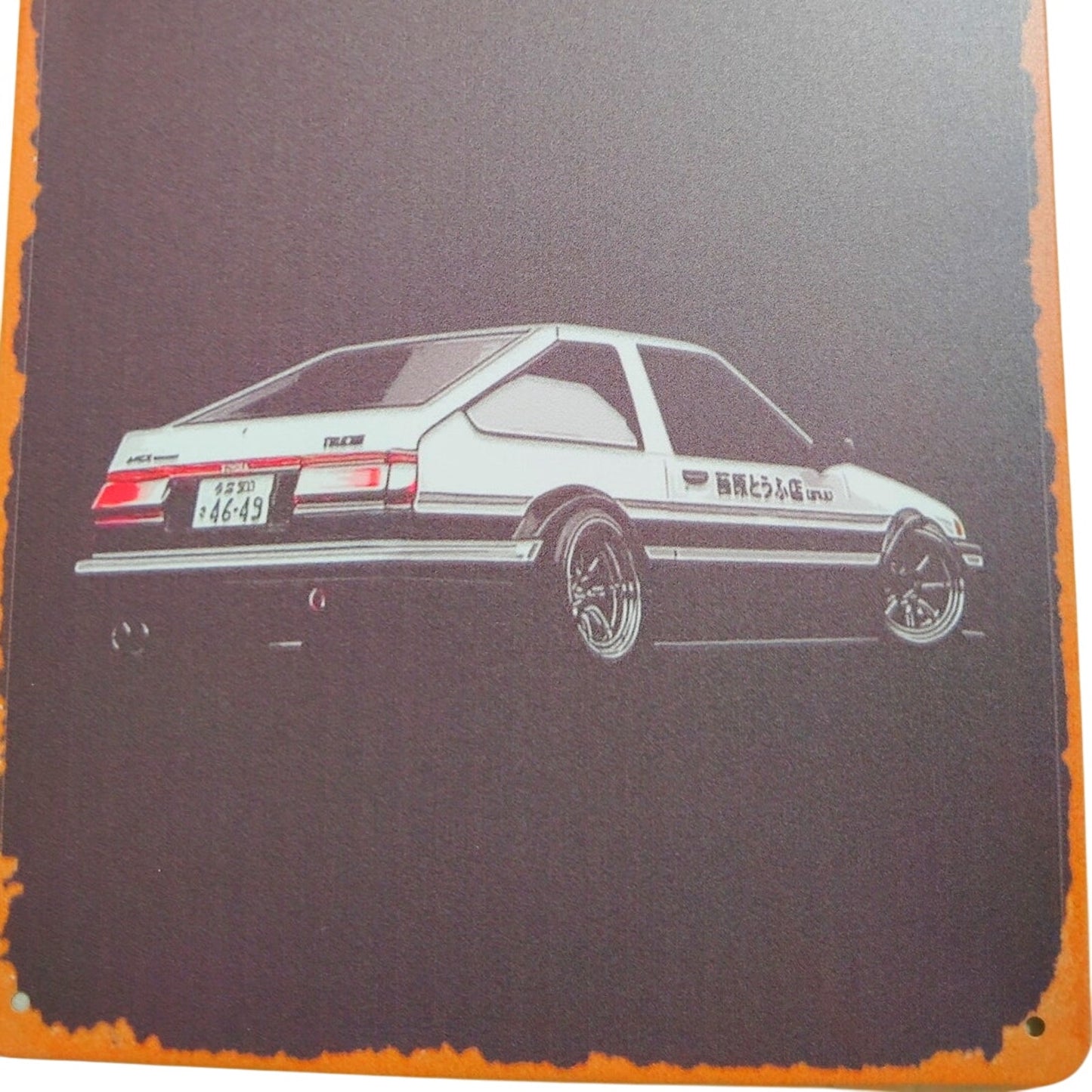Retro 12x8 Initial D Anime Tin Sign – Toyota AE86 Trueno Rear View, Vintage Japanese Street Racing