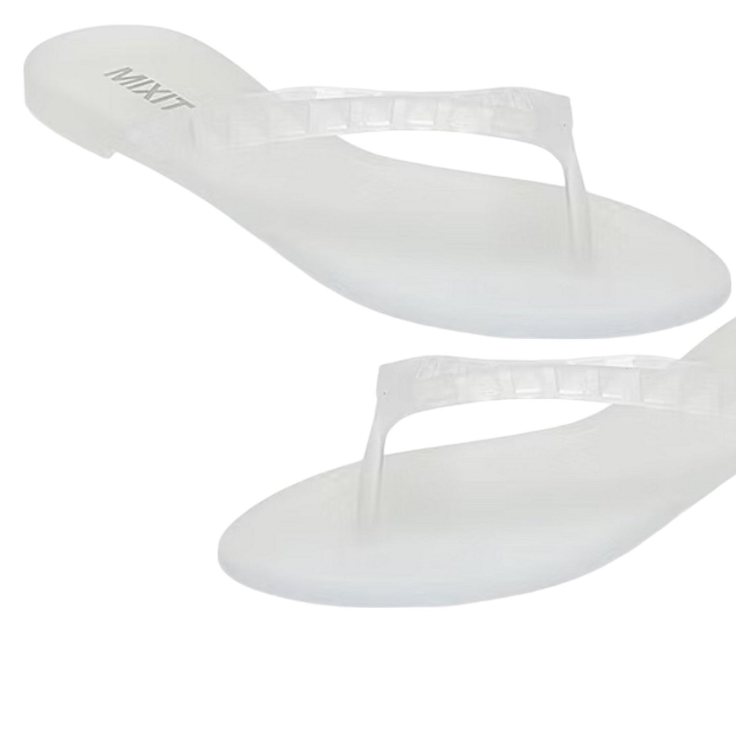 MIXIT Size 8 Women's Slip-On Round Toe Frosted Clear Studded Sandals, 8
