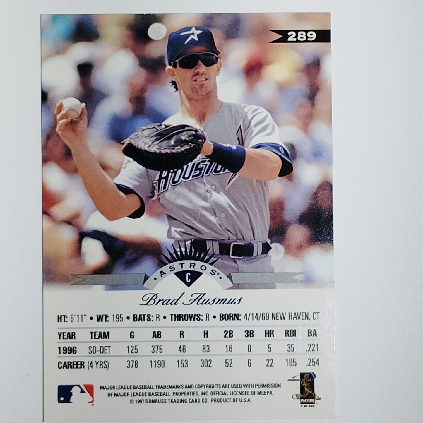 1997 Leaf Brad Ausmus Card #289 Houston Astros C VG/EX