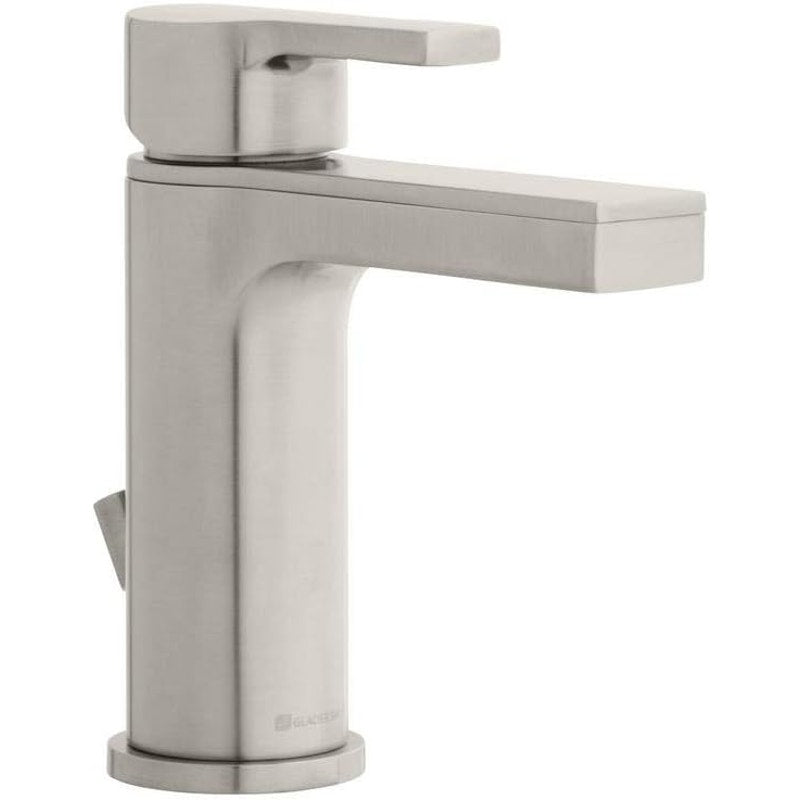 Modern Contemporary Single Hole & Handle Low-Arc Bathroom Faucet, Brushed Nickel