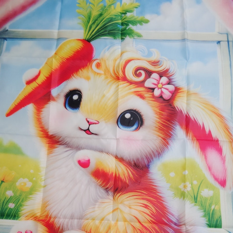 Happy Easter Tapestry Banner – 3x5' Cartoon Bunny & Easter Egg Backdrop, Spring