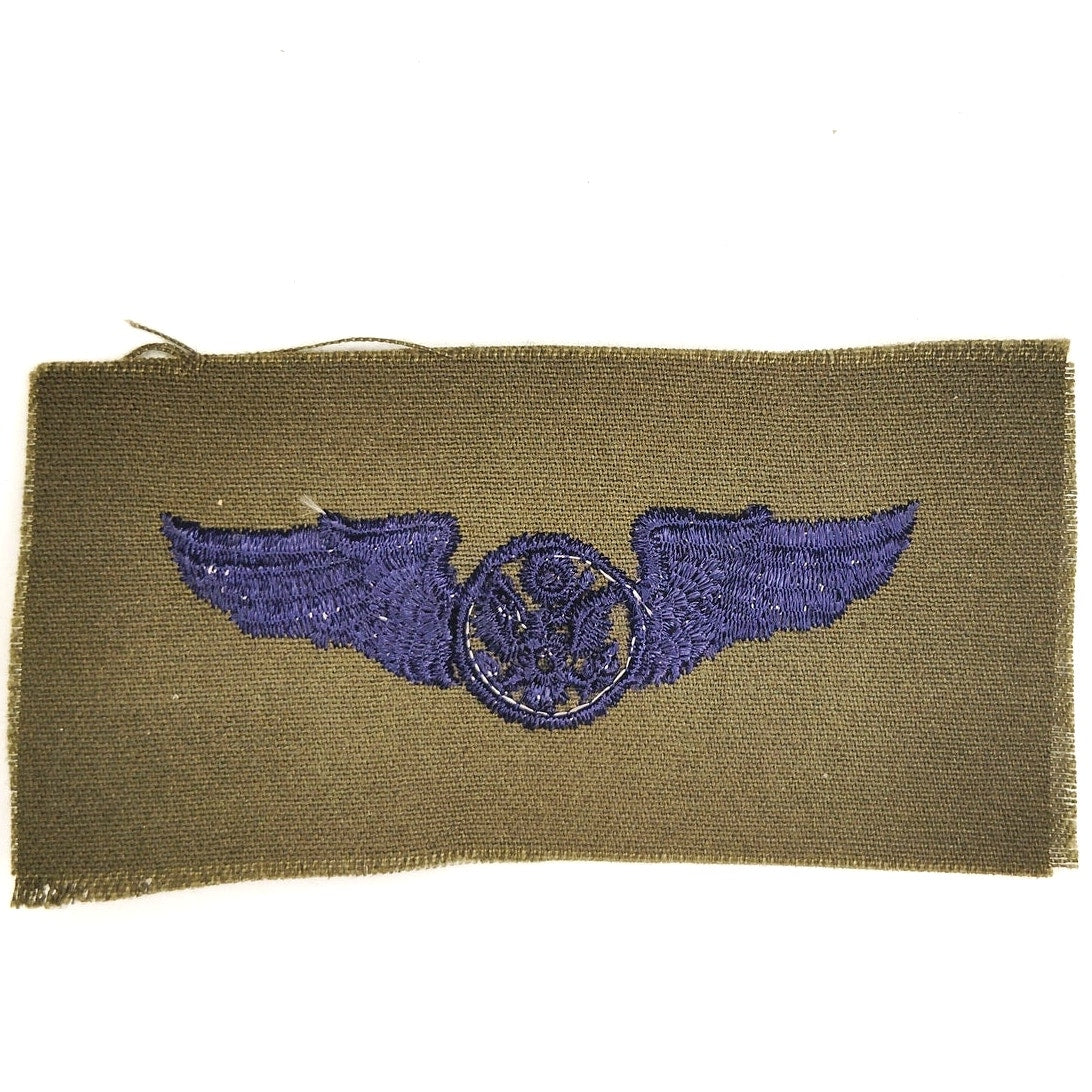 US Army Air Corps Subdued OD Green Winged Insignia Patch – NOS 4" × 2"