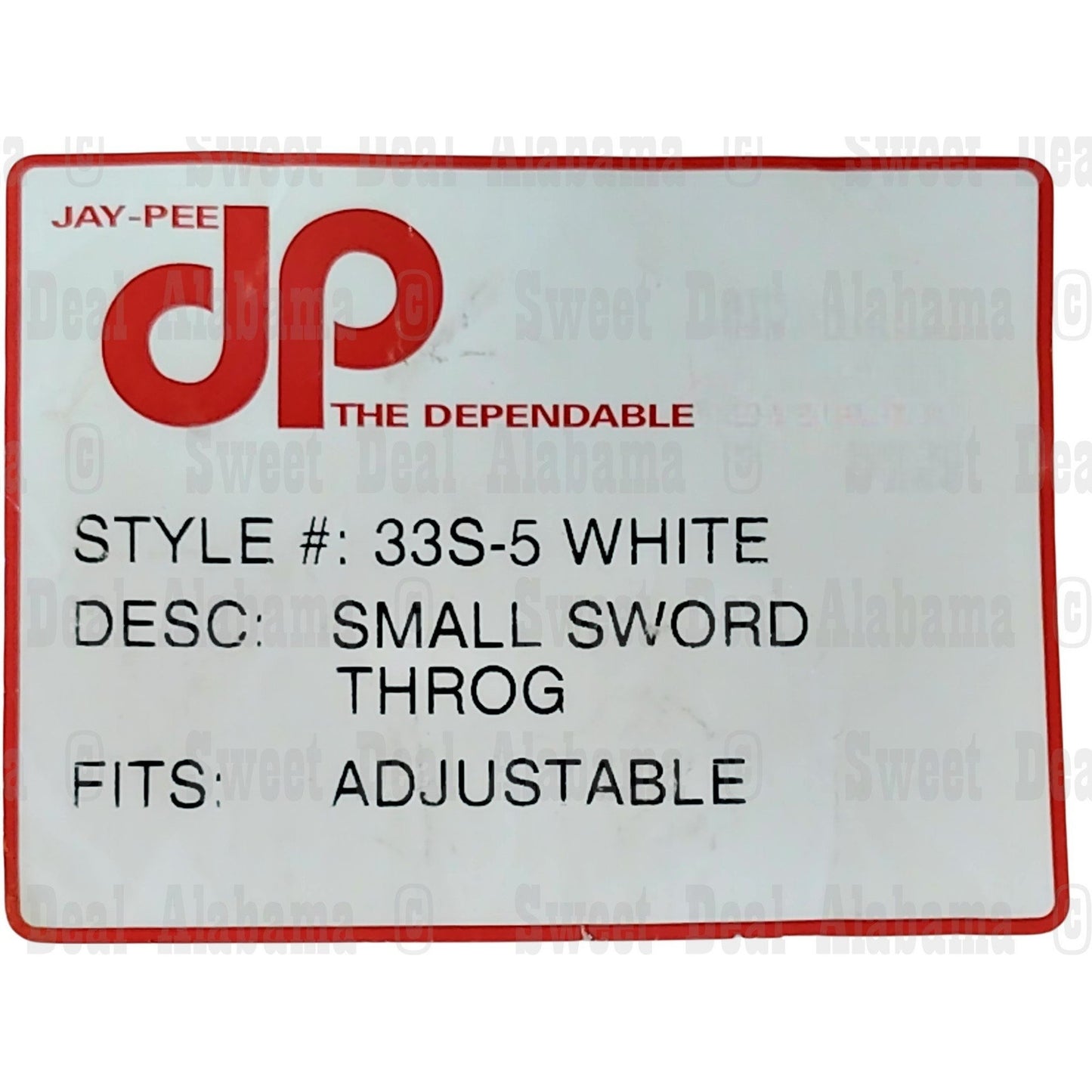 Jay-Pee Sword Throg, White Porvair, Style #33S-5, Small Size, Military Dress Acc