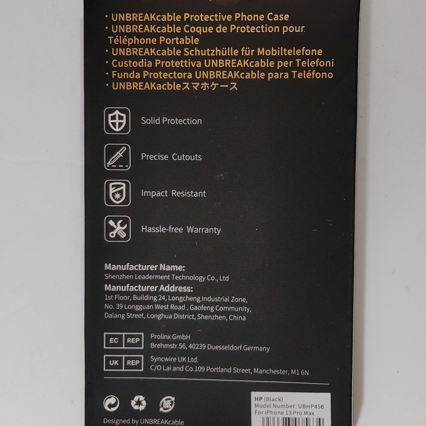 Magnetic Case, Black Trim For iPhone 13 Pro Max Phone, Model UBHP458
