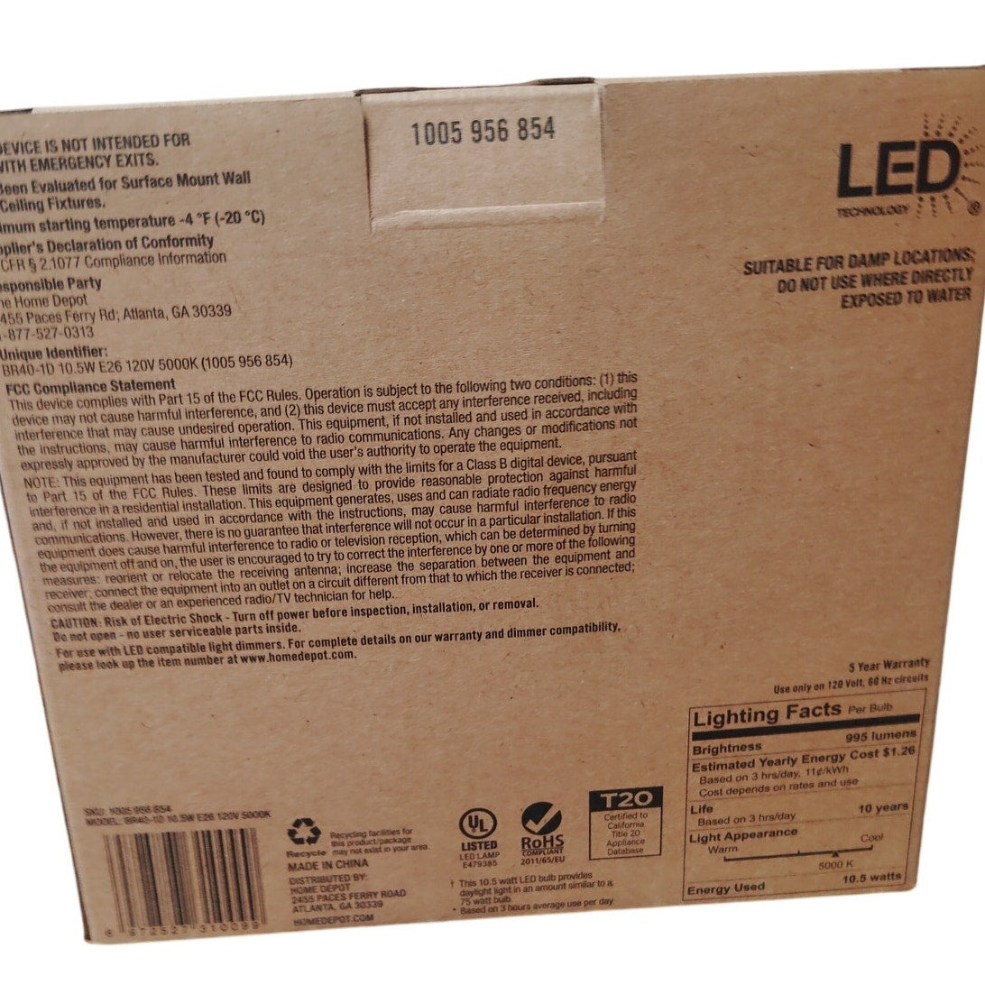 75-Watt Equivalent BR40 CEC Dimmable LED Light Bulb Daylight (6-Pack)