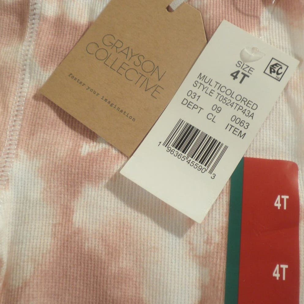 Grayson Collective Toddler Girls' Ribbed Leggings, Size 4T - Pink Tie-Dye, NWT