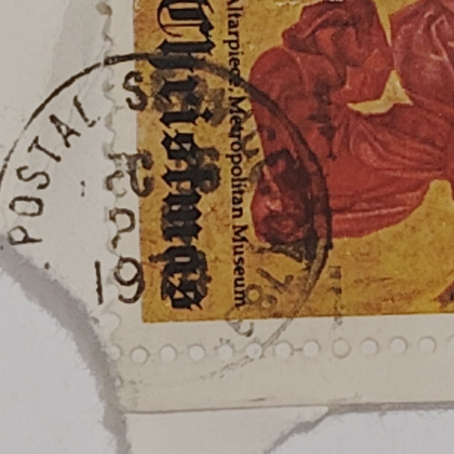 1974 Angel with Trumpet – 7 Used 10¢ USPS Christmas Stamp – Melozzo da Forlì