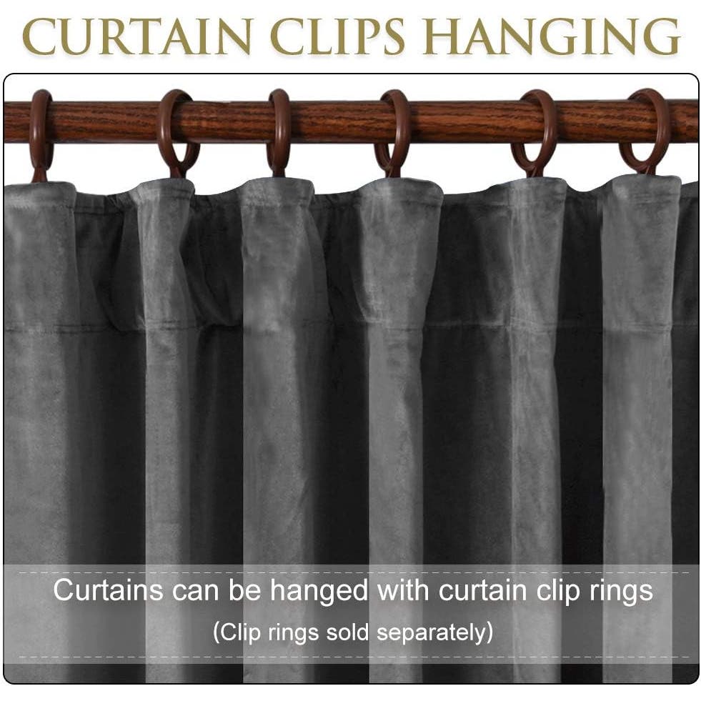 StangH Velvet Room Darkening Sound Reducing Curtains, Grey, W52 x L90, 2 Panels