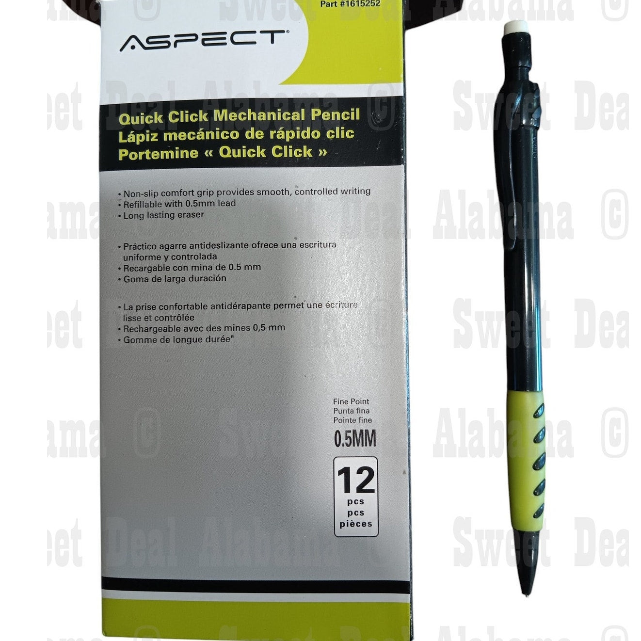 12-Pack Aspect Quick Click Mechanical Pencils - 0.5mm, Side Advance, Green Grip