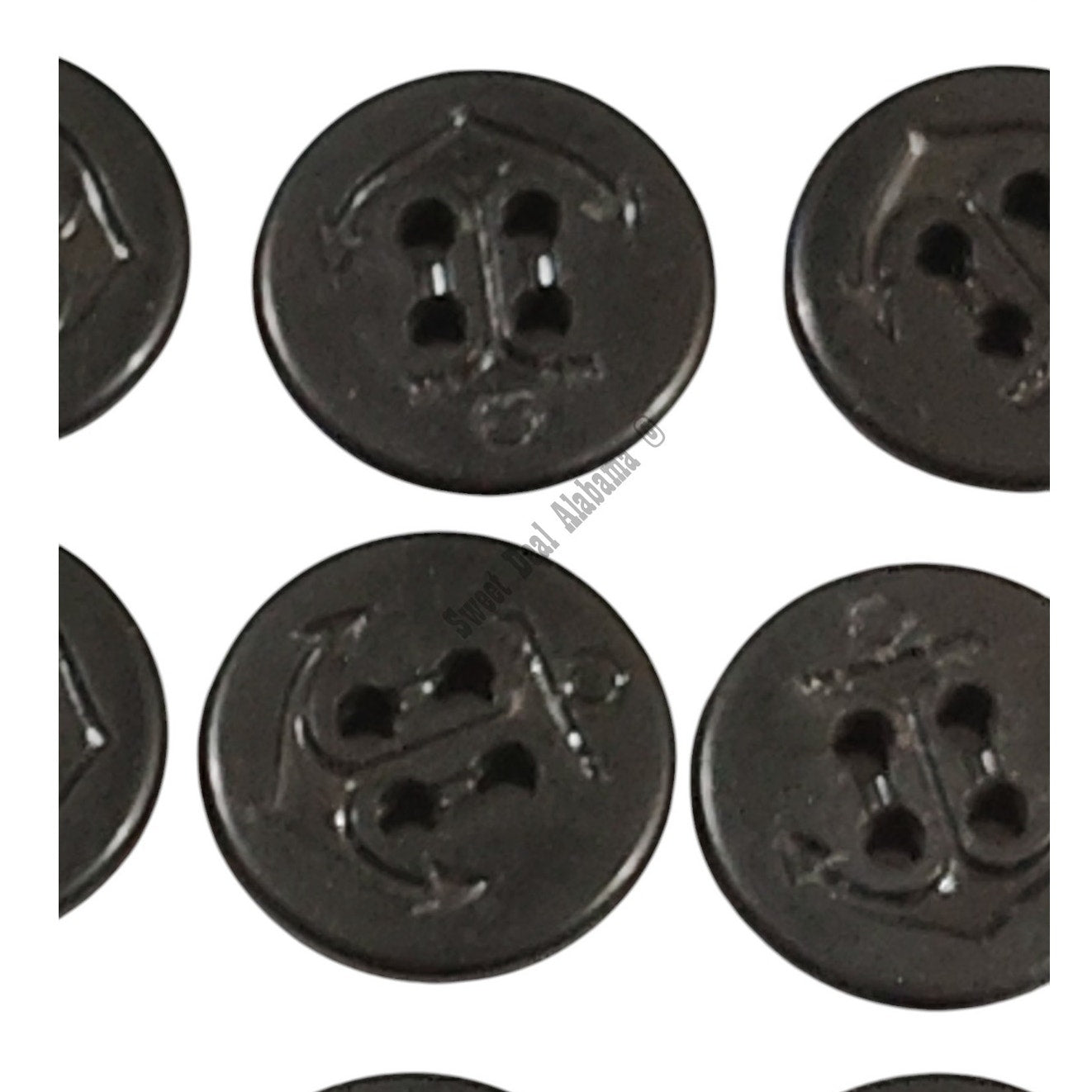 12 Black 4-Hole Navy Anchor 27 Ligne (5/8"D) Peacoat Replacement Buttons