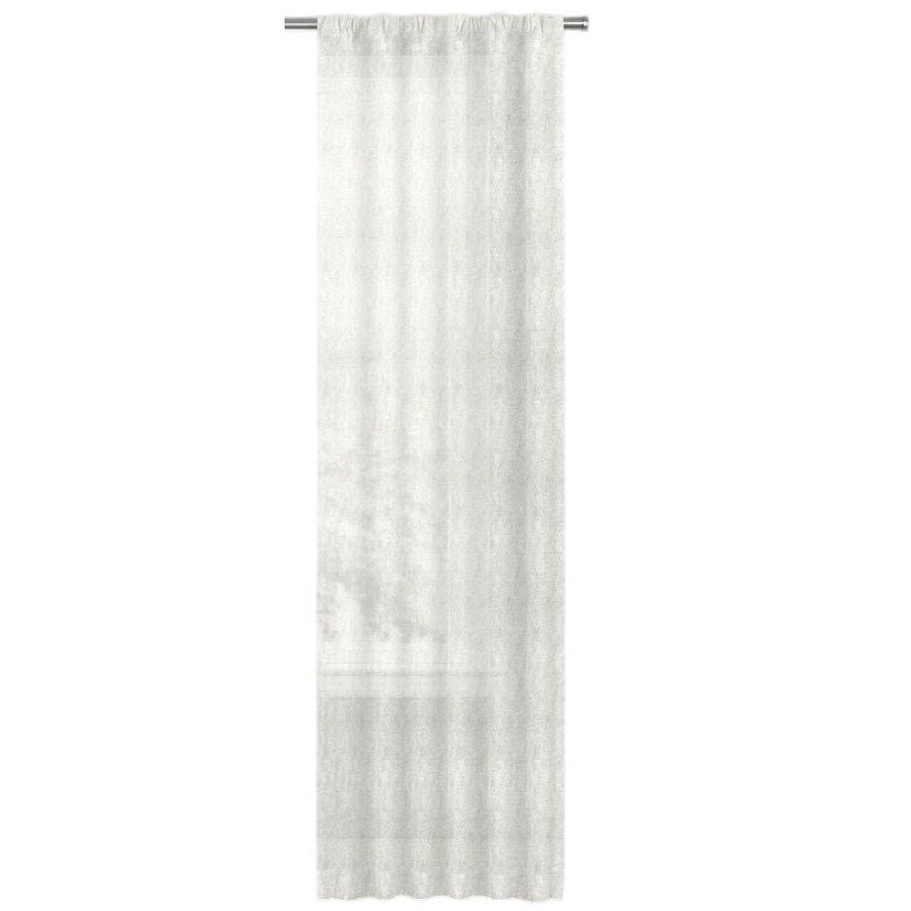 Geo Clip White Geo Pattern 54"W X 84"L Sheer Single Rod Pocket Curtain Panel