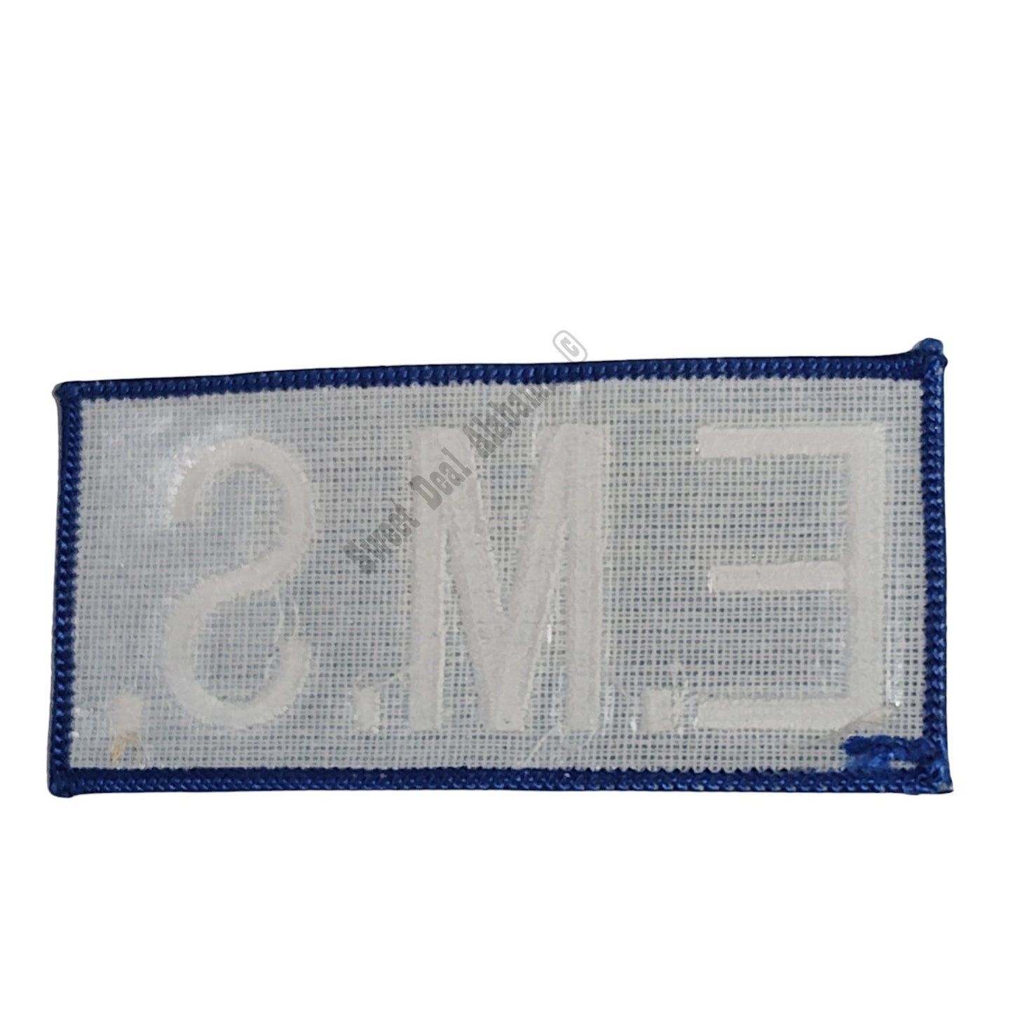 NOS, E.M.S., White Text on Blue, Iron or Sew-On Embroidered Patch, 4-1/4"W x 2"H