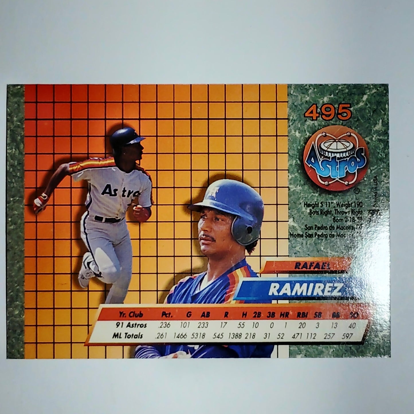 1992 Fleer Ultra Rafael Ramirez #495 Houston Astros SS - Rainbow Jersey VG/EX