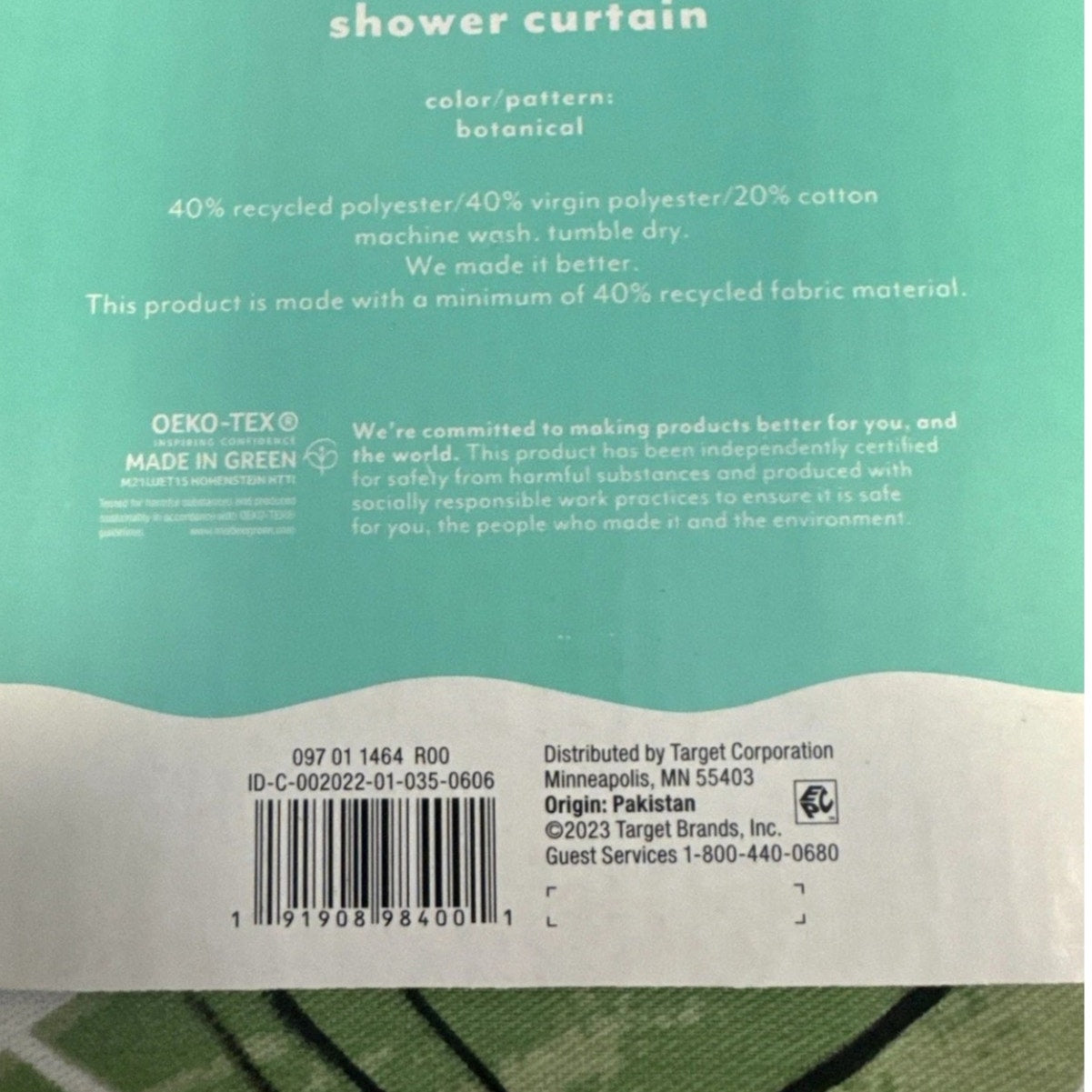 Pillowfort Botanical Shower Curtain – Twill Fabric – 72" x 72"