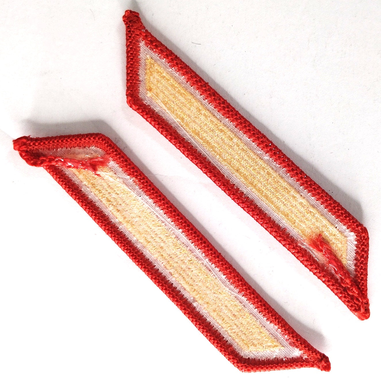 USMC Service Stripe Hashmarks Novelty Patch Gold on Red 4" × 3/4" Sew‑On Pair