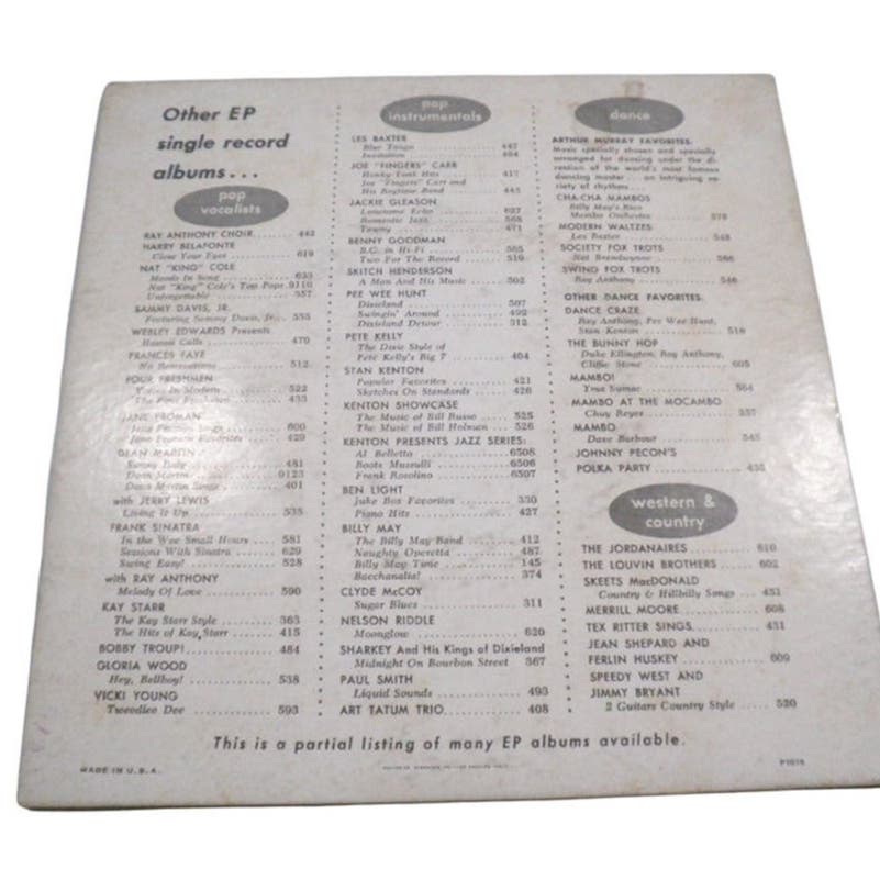 Capital Records EAP 2-9127 Today's Top Hits 45 Vinyl- Nat King Cole & More