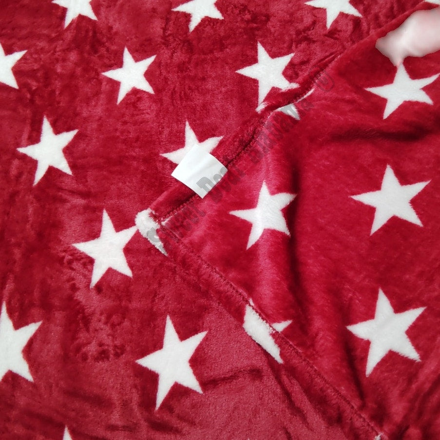 Fleece Throw, Red with Stars, 50"x60", Very Soft and Cuddly, 100% Polyester