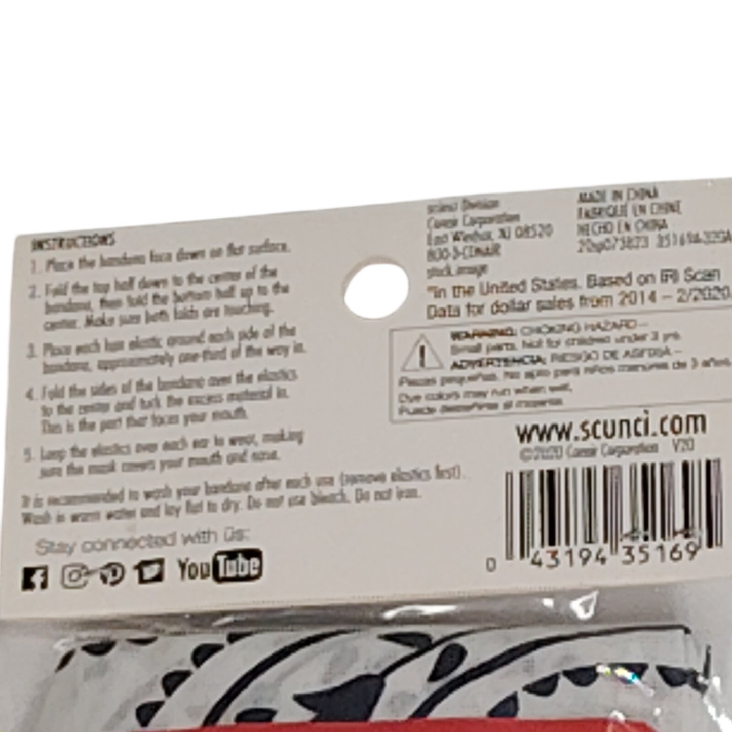 Scunci DIY Bandana Kit with Extra Large Elastics – Paisley – Black/White