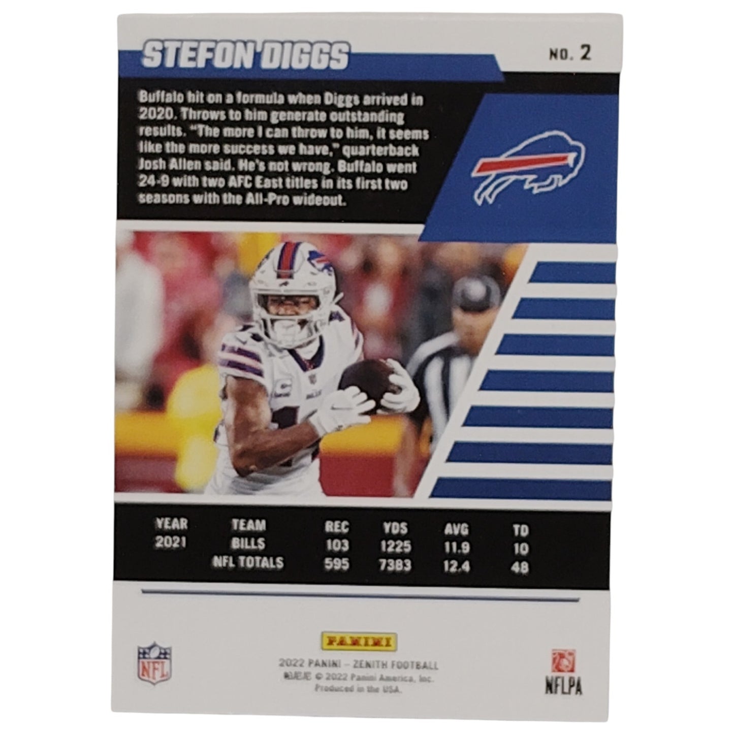 Stefon Diggs, Buffalo Bills, NFL 2022 Panini-Zenith Card 2, EX/NM