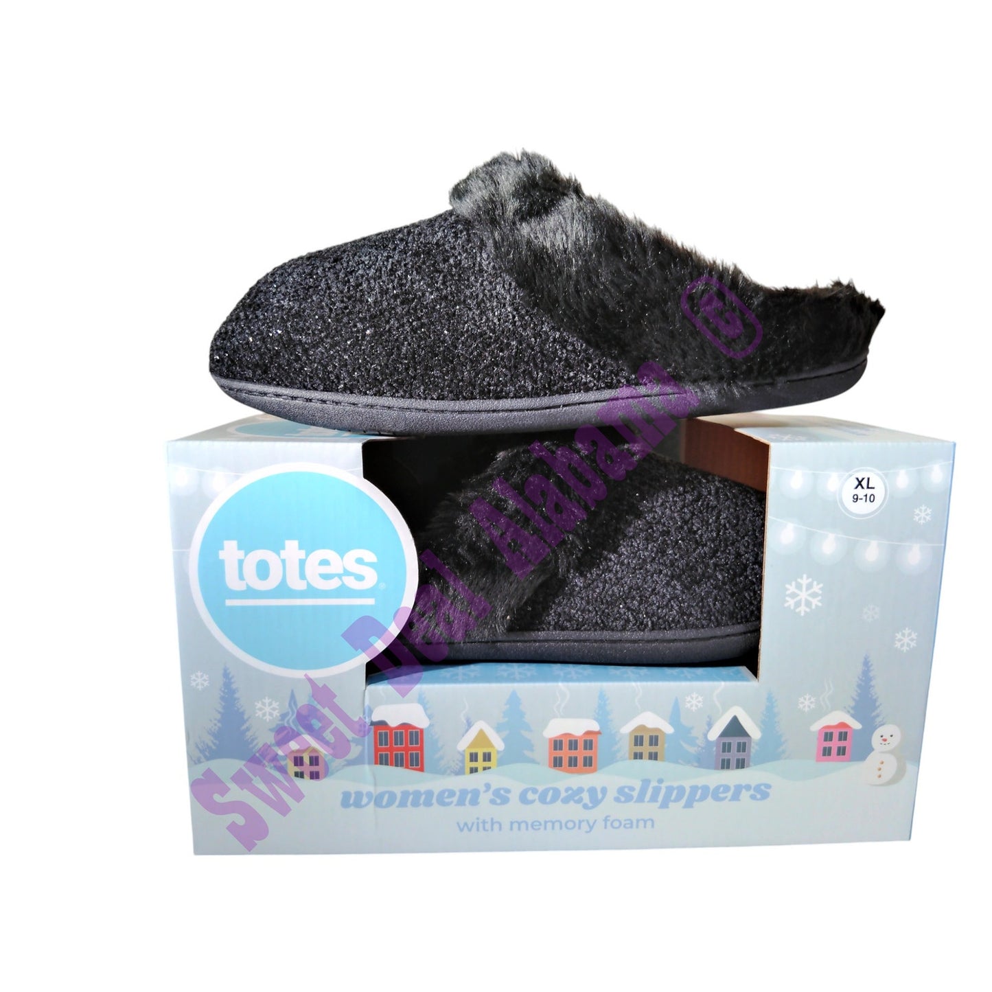 Totes Women's Cozy Slippers, Memory Foam Slippers, Size XL (9-10) , Black #35106